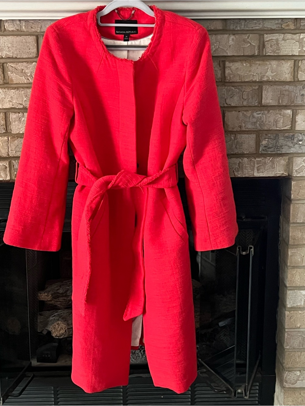 Banana Republic Women's Red Belted Coat size Med only worn once